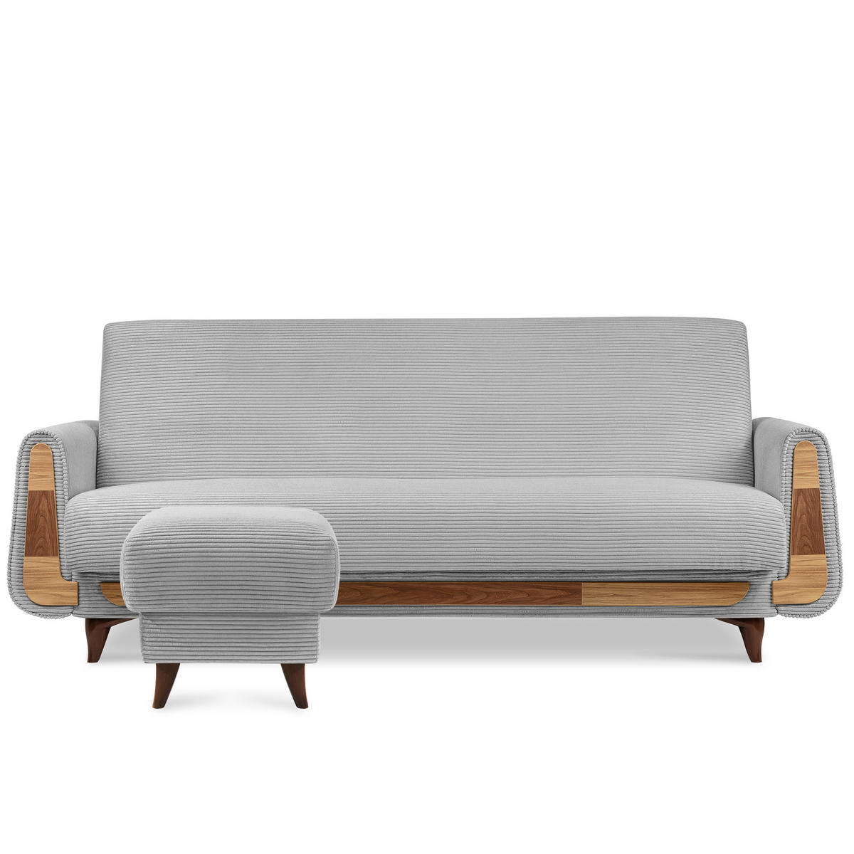 FUẞSTÜTZE GUSTAVO II, Hellgrau - Hellgrau/Braun, Holz/Holzwerkstoff (53/49/53cm) - KONSIMO®