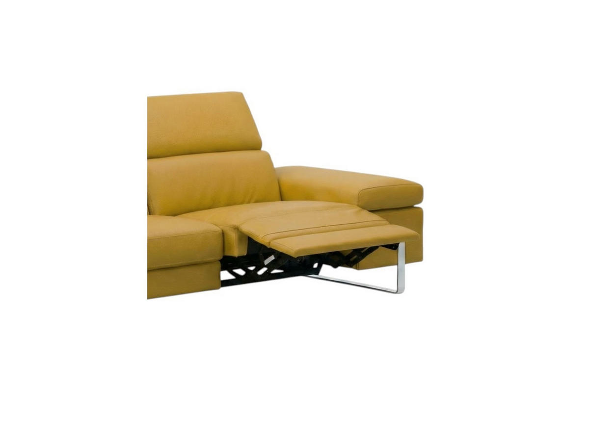 3-SITZER Sofa Opera Echtleder mit 1 x Relaxfunktion Senfgelb - Gelb, Leder/Metall (223/75/109cm)