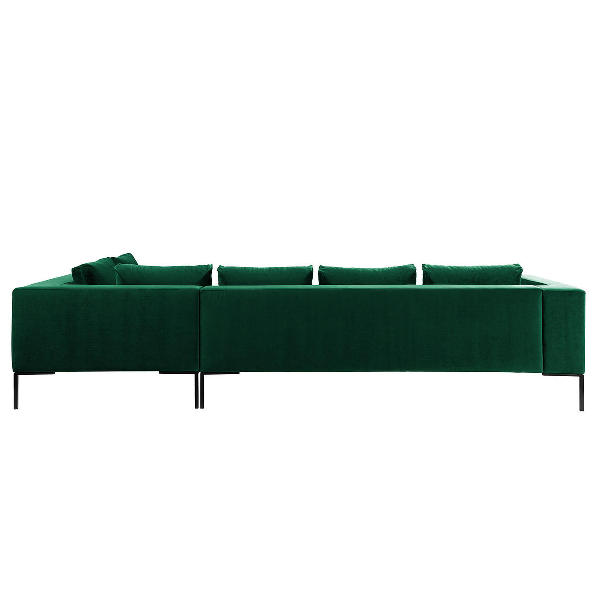 ECKSOFA mit Ottomane - Dunkelgrün/Schwarz, Textil/Metall (319/230cm) - home24