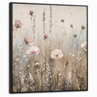 LEINWAND Bilder mit Rahmen - Blumen - Rosa - Modern - Beige - 90x90 - Beige, Textil (90/90cm) - MuchoWow