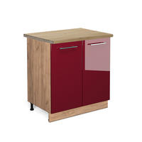 SPÜLENUNTERSCHRANK Fame-Line Bordeaux Hochglanz 80 cm, AP Eiche - Honigeiche/Bordeaux, Holzwerkstoff (80/82/60cm) - Vicco