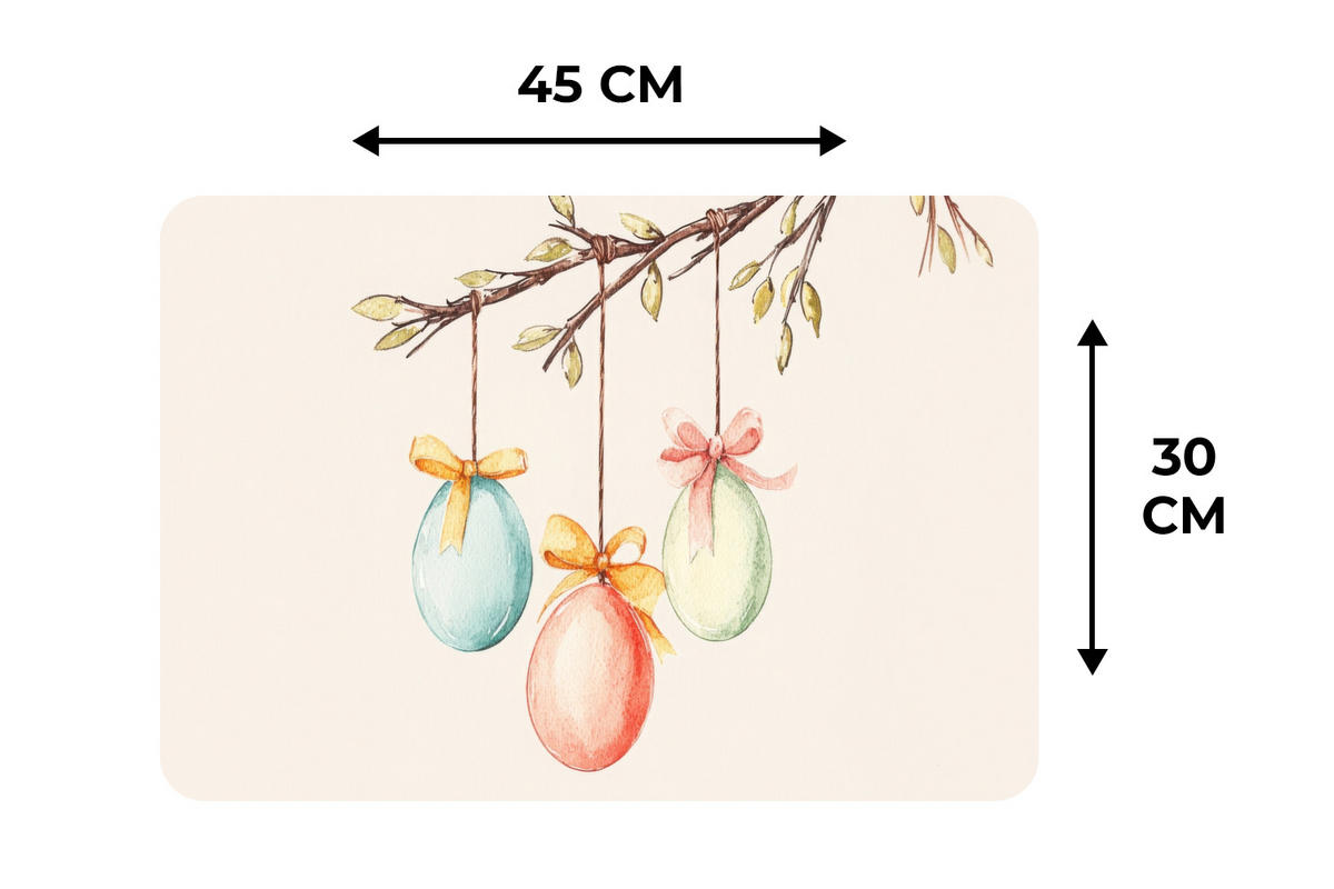 PLATZSETS 6er-Set Osterkuchen - Schleife - Eier Unterlage 45x30 cm - Creme, Kunststoff (0.3/45/30cm) - MuchoWow