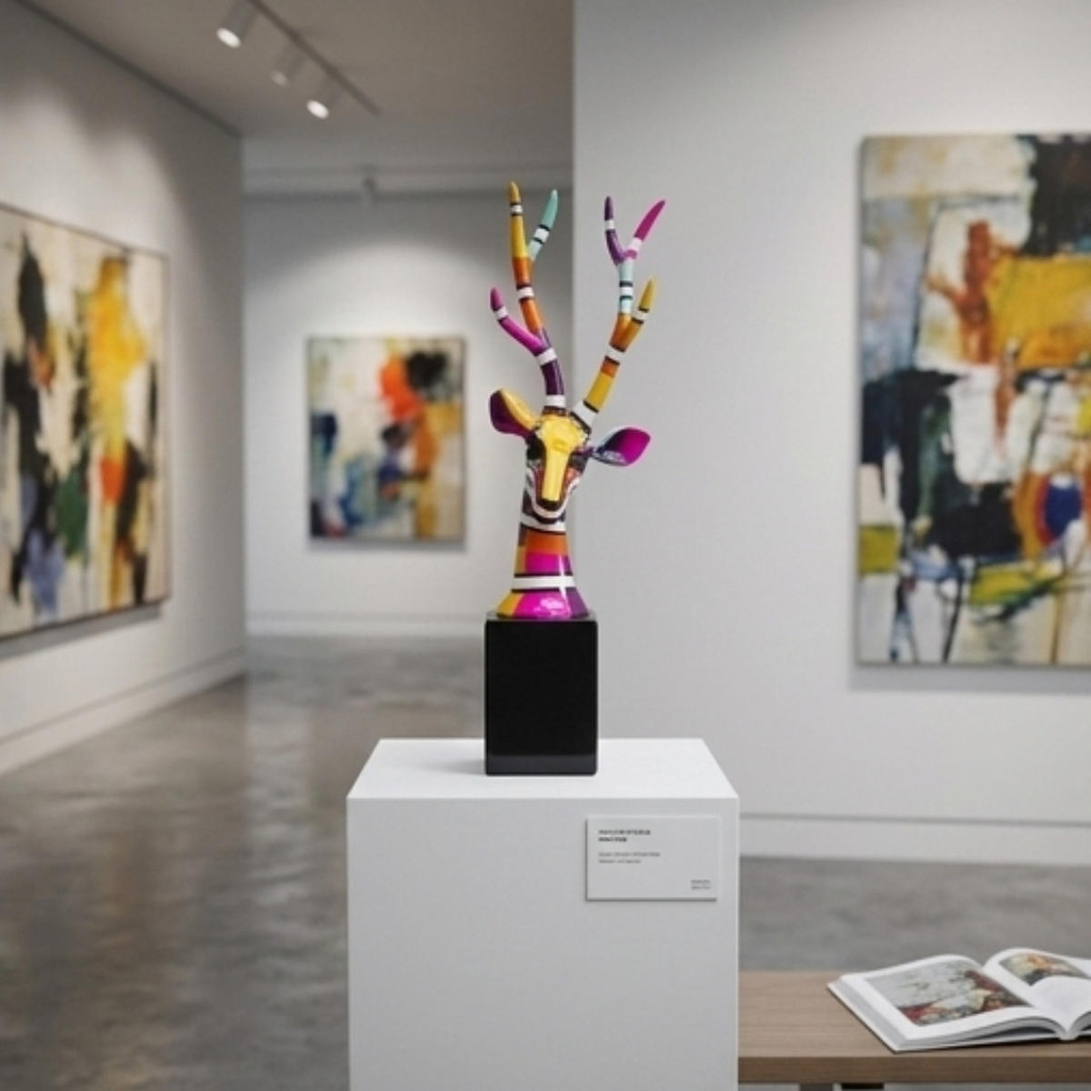 SKULPTUR Hirsch54 Bunt Handbemalt - Multicolor, Kunststoff (15/54/15cm) - JUNG