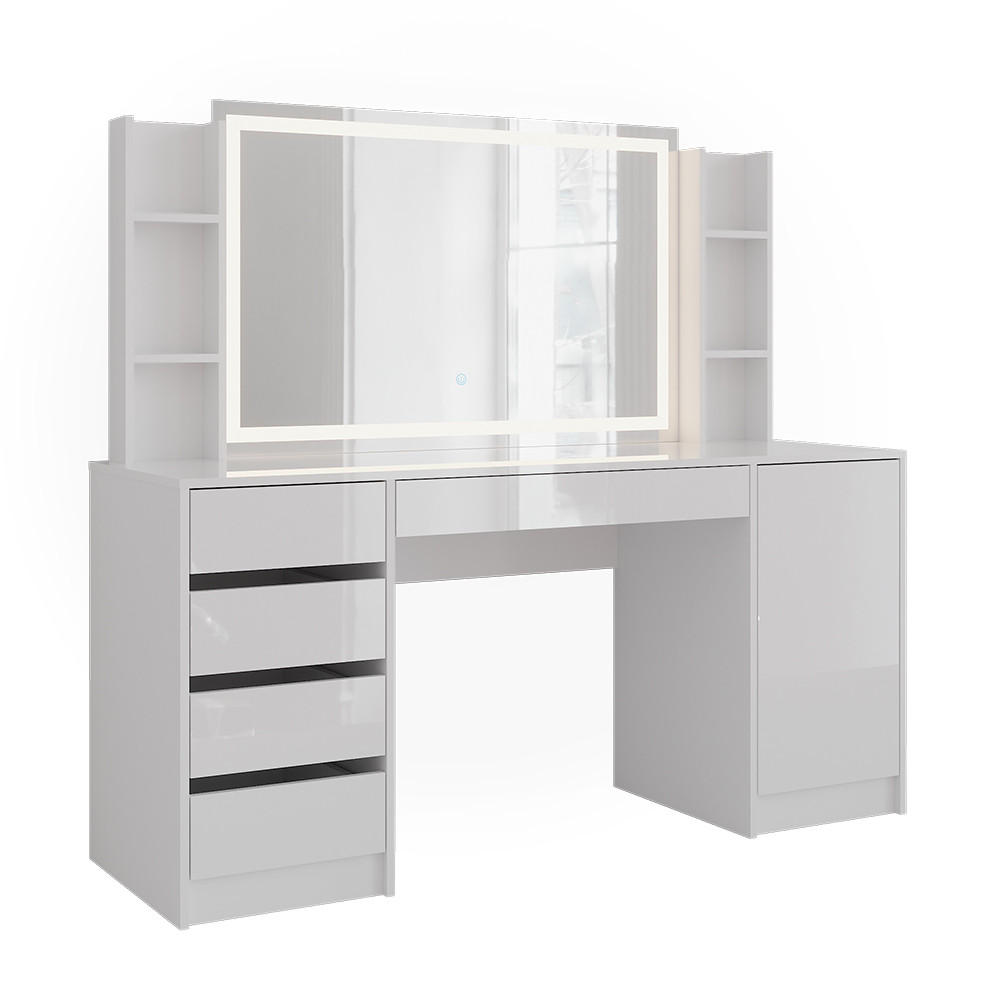 SCHMINKTISCH Sherry Weiß/Weiß Hochglanz 158.2 cm 4 Teile - Weiß Hochglanz, Holzwerkstoff (158.2/76/50.1cm) - Vicco