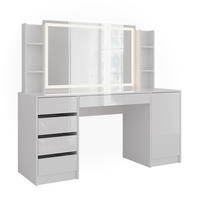 SCHMINKTISCH Sherry Weiß/Weiß Hochglanz 158.2 cm 4 Teile - Weiß Hochglanz, Holzwerkstoff (158.2/76/50.1cm) - Vicco