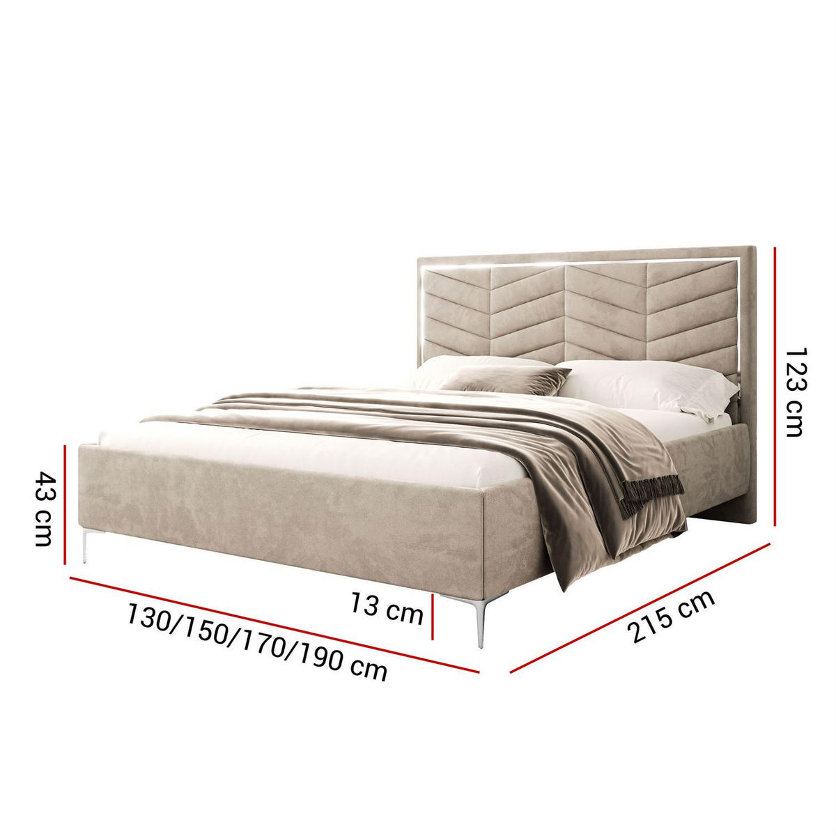 POLSTERBETT AURORA II 120x200 mit Bettkasten Opera Pearl - Beige, Textil (120/200cm) - Lookway