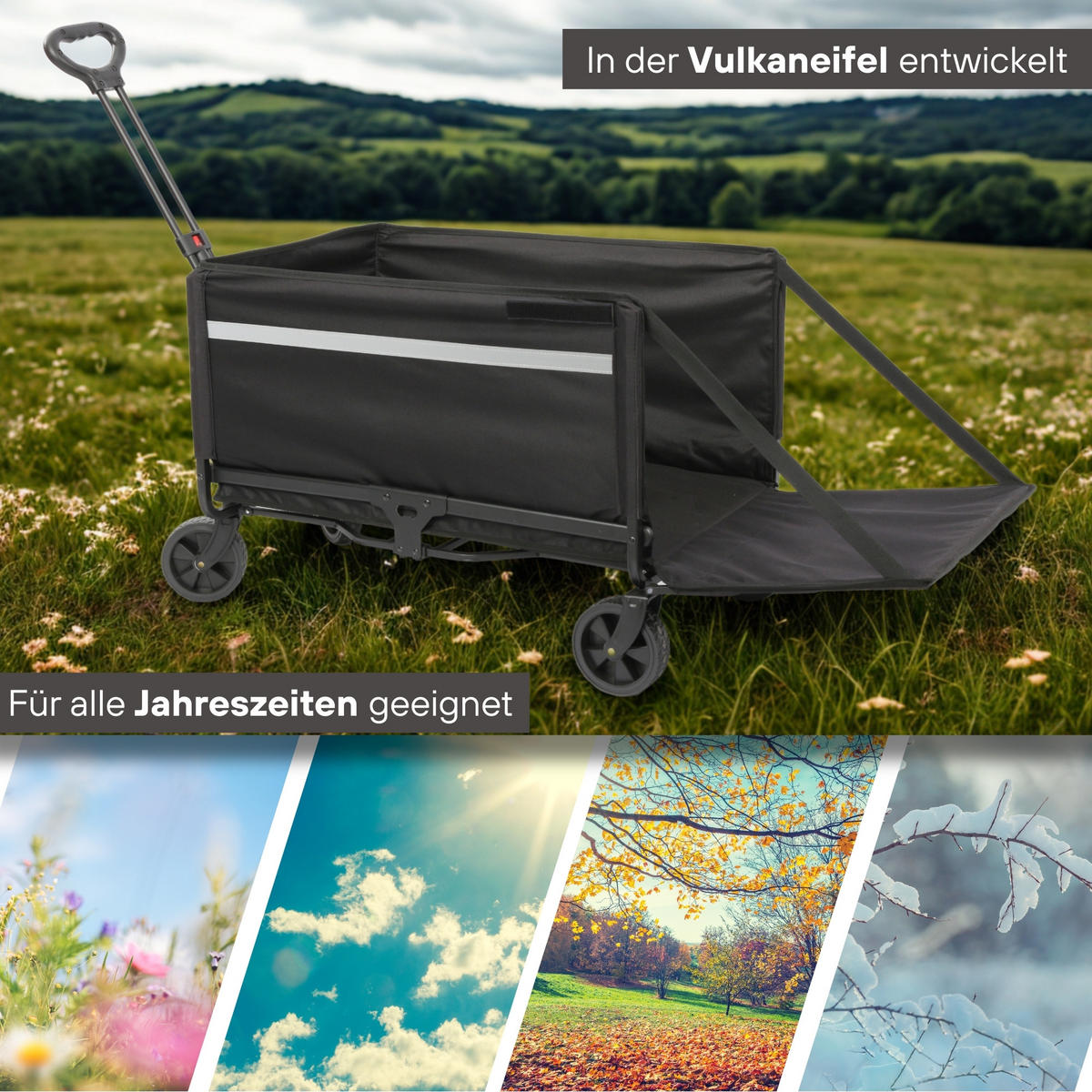 BOLLERWAGEN faltbar 120L - Schwarz, Kunststoff (47/94/86cm) - Albatros