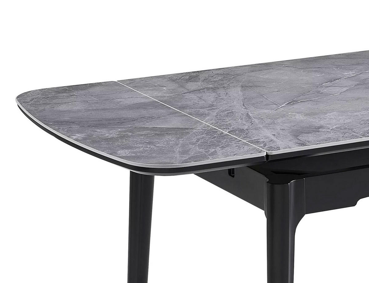 ESSTISCH Sento Grau Marmor / Schwarz 120-180 / 80 / 76cm - Schwarz/Grau, Holz/Keramik (80/180/76cm) - Feldmann-Wohnen