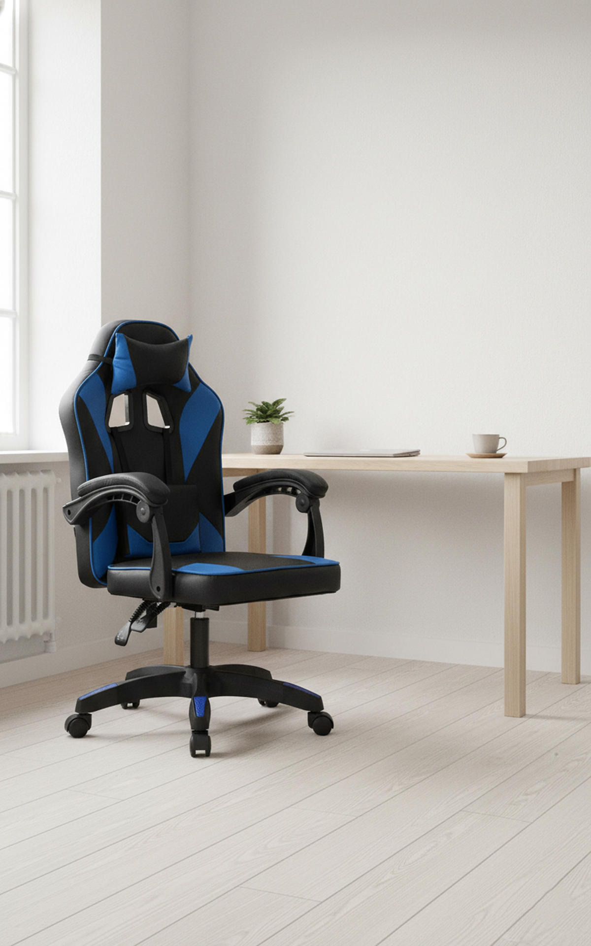 BÜROSTUHL Calyx Kunstleder schwarz/blau - Blau/Schwarz, Metall (60/121/59cm) - TPFLiving