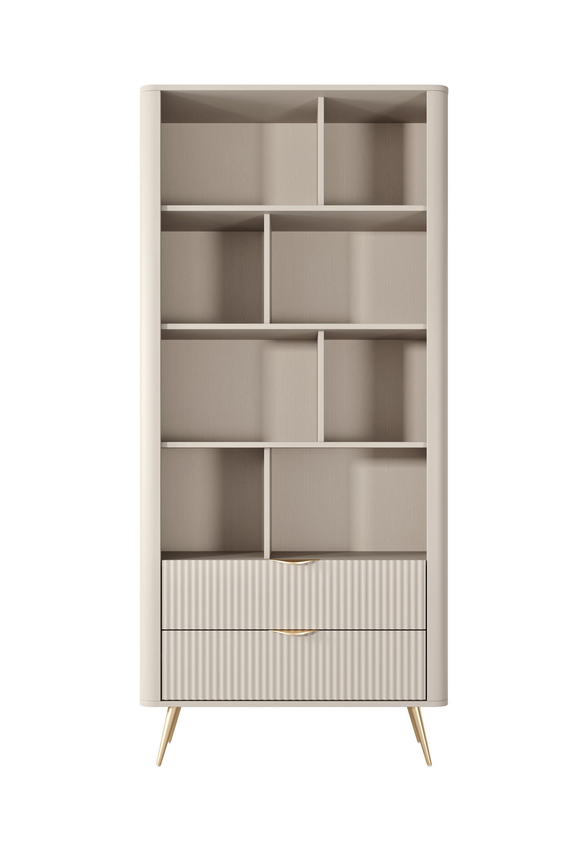 REGAL 88 cm Brando mit Schubladen, Beige, Beine - Beige/Goldfarben, Holz/Metall (88/194/38cm) - Emporius