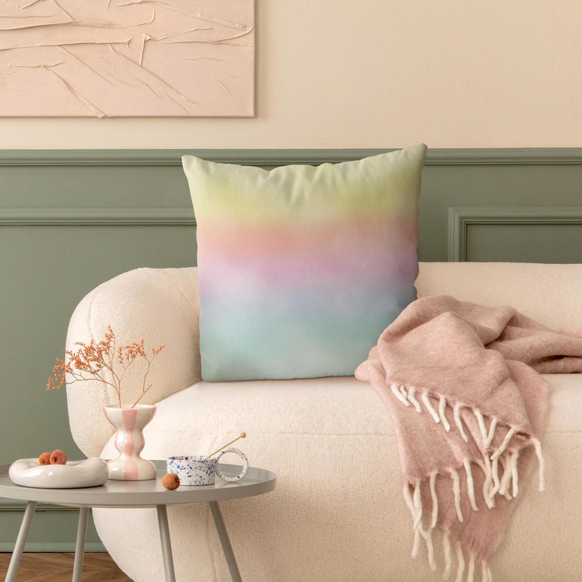 KISSENBEZUG Regenbogen Wasserfarben 50/50 cm - Multicolor, Textil (50/50cm) - Bilderwelten