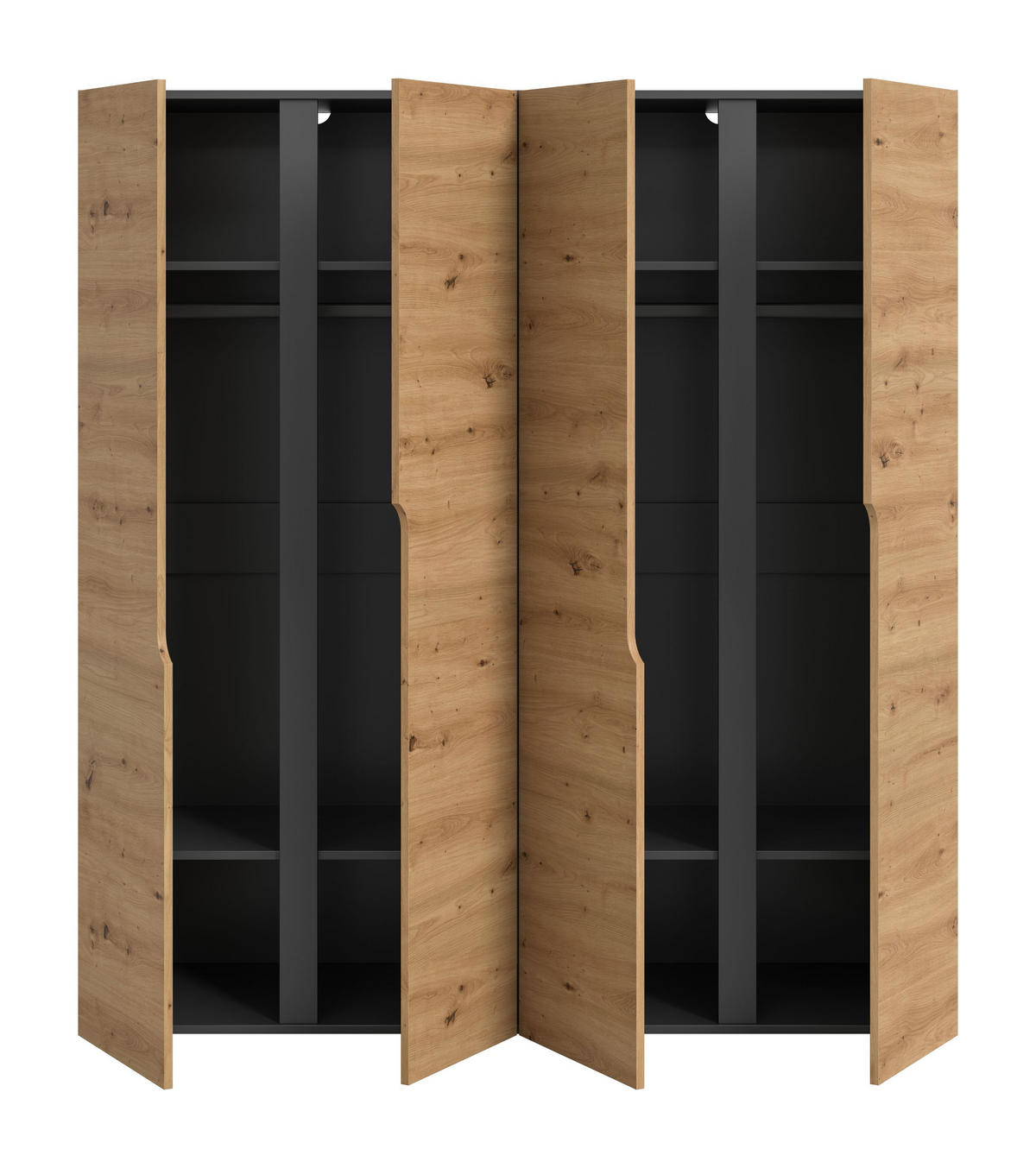 KLEIDERSCHRANKKOMBINATION ANGA (B/H/T: ca. 160/180/51 cm) in anthrazit/Artisan Eiche Nachbildung - Anthrazit, Holzwerkstoff (160/180/51cm)