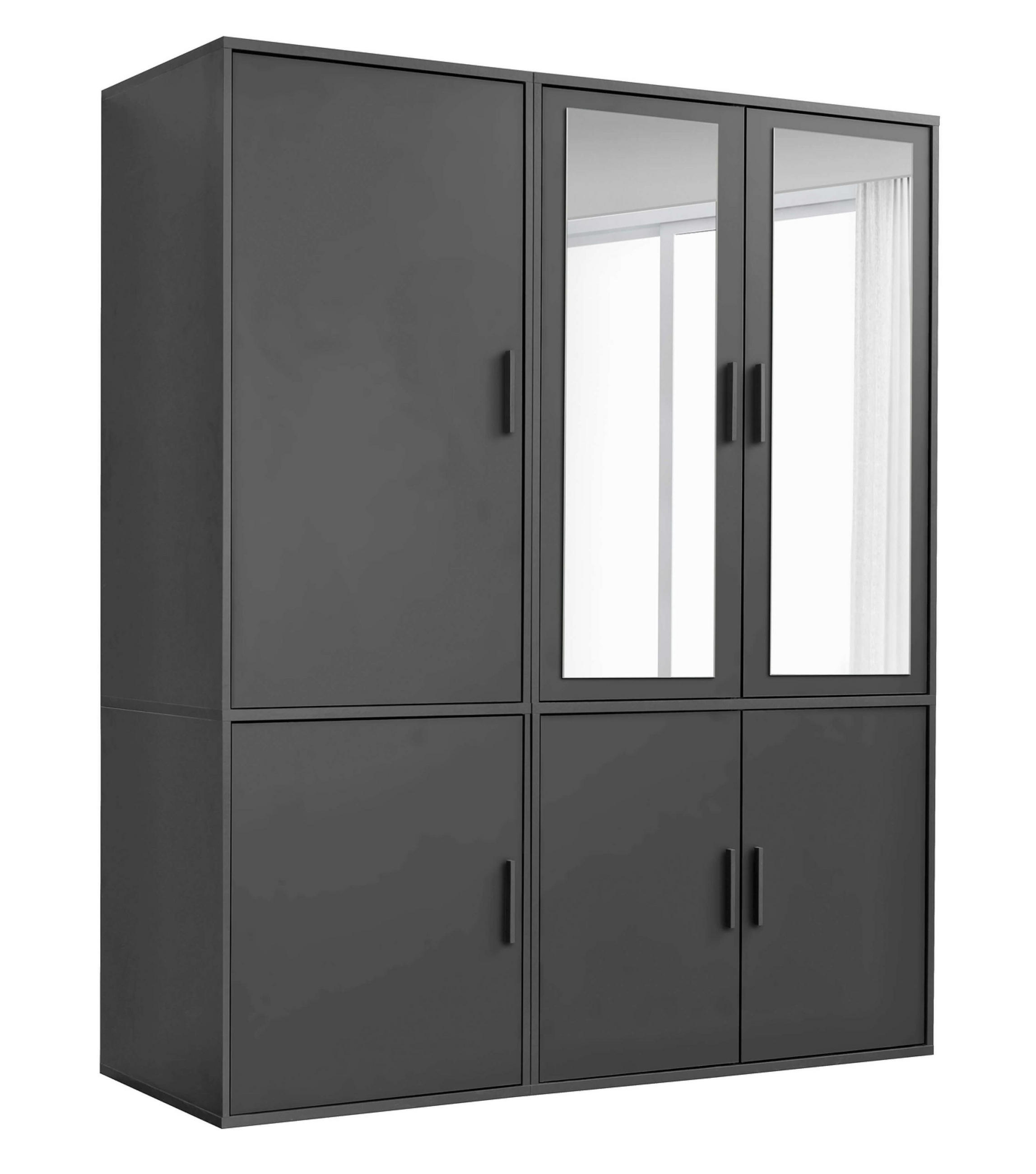 KLEIDERSCHRANK mit Spiegel Der Grenzenlose - Anthrazit, Holzwerkstoff (150/187/58cm) - Mokebo