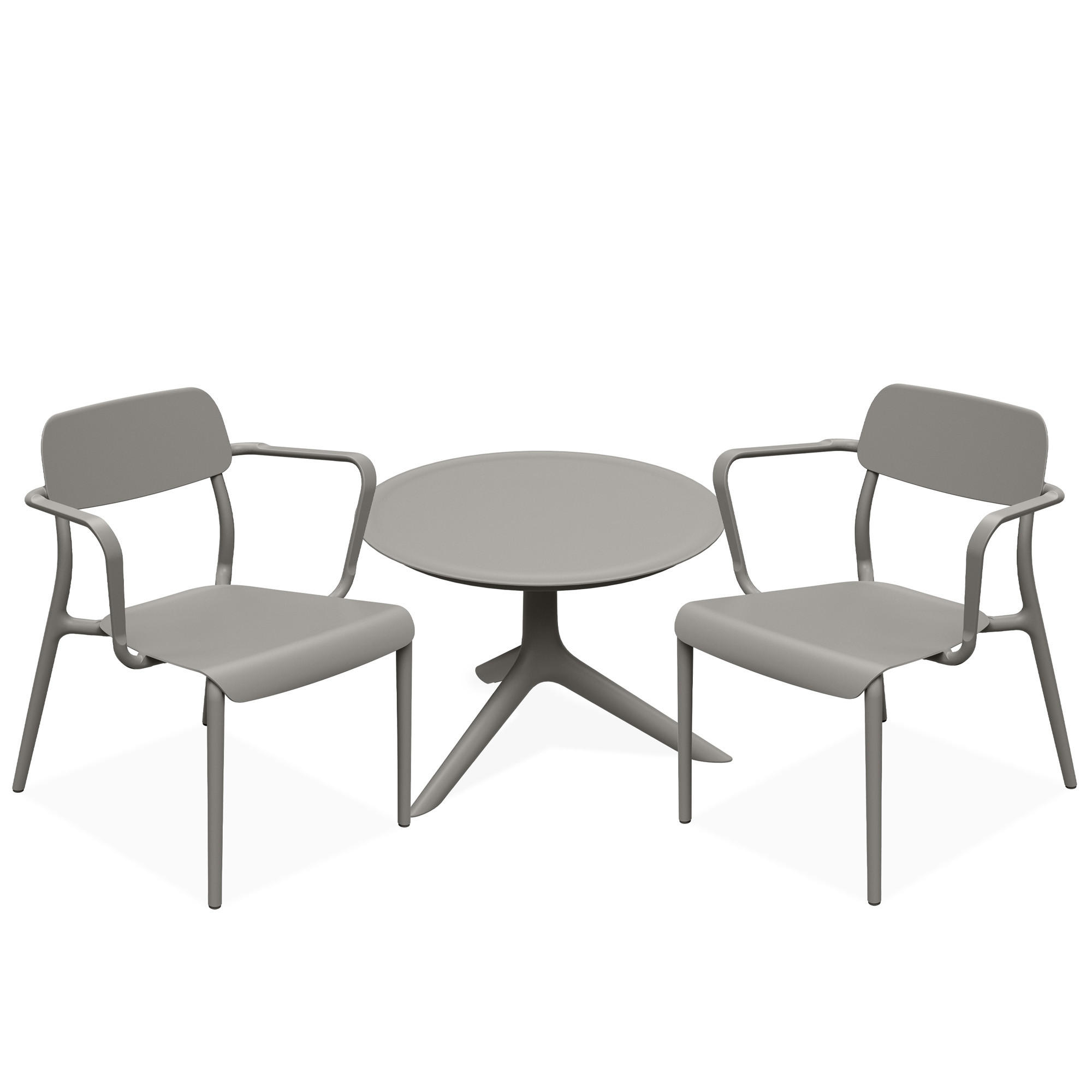 GARTENMÖBEL-SET GALIO, 3-tlg - Graubraun, Kunststoff - KONSIMO®