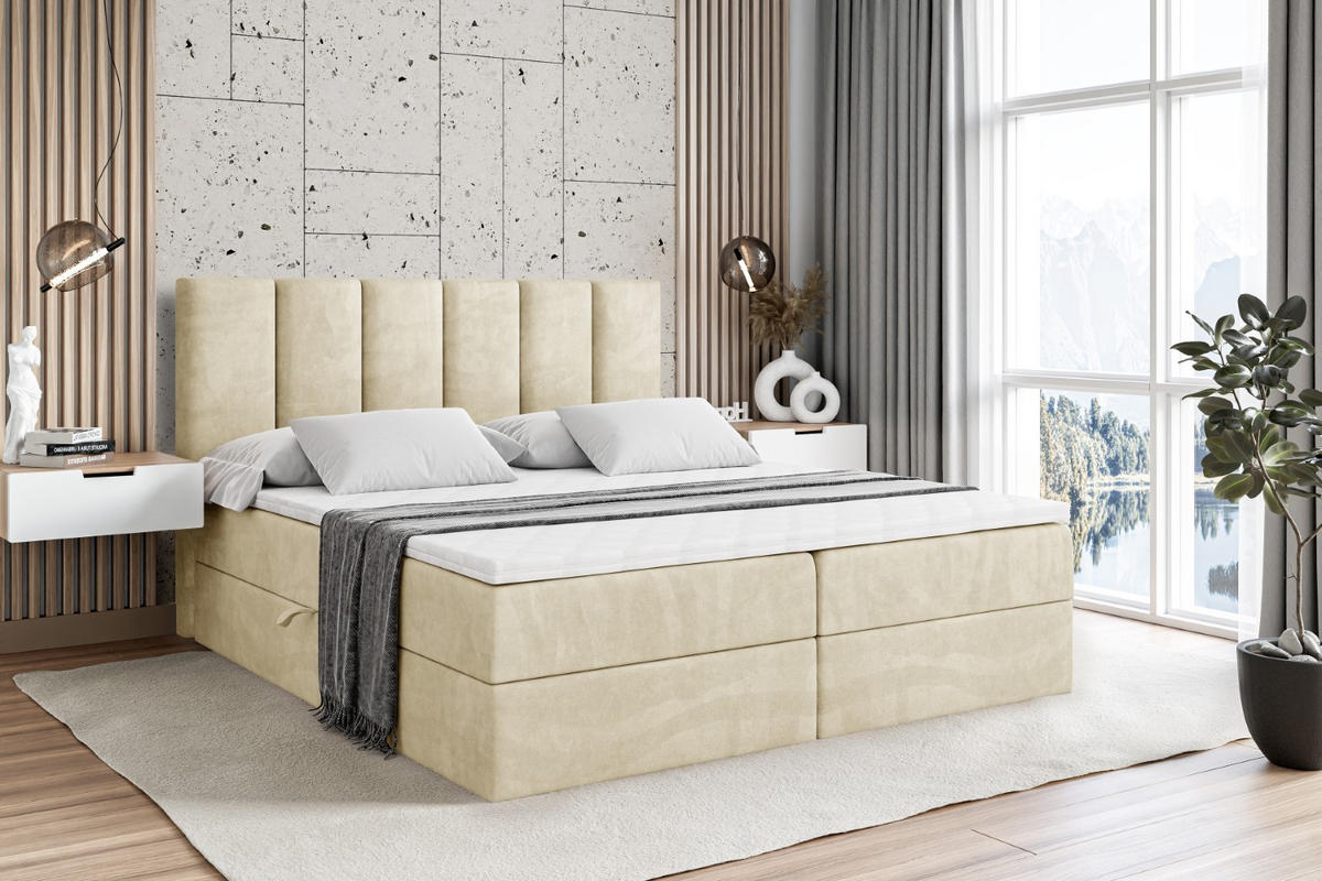 BOXBETT mit Matratze H3 und Lattenrost - BOXI1 - 160x200 cm Beige - Beige, Holzwerkstoff (160/200cm) - ALTDECOR