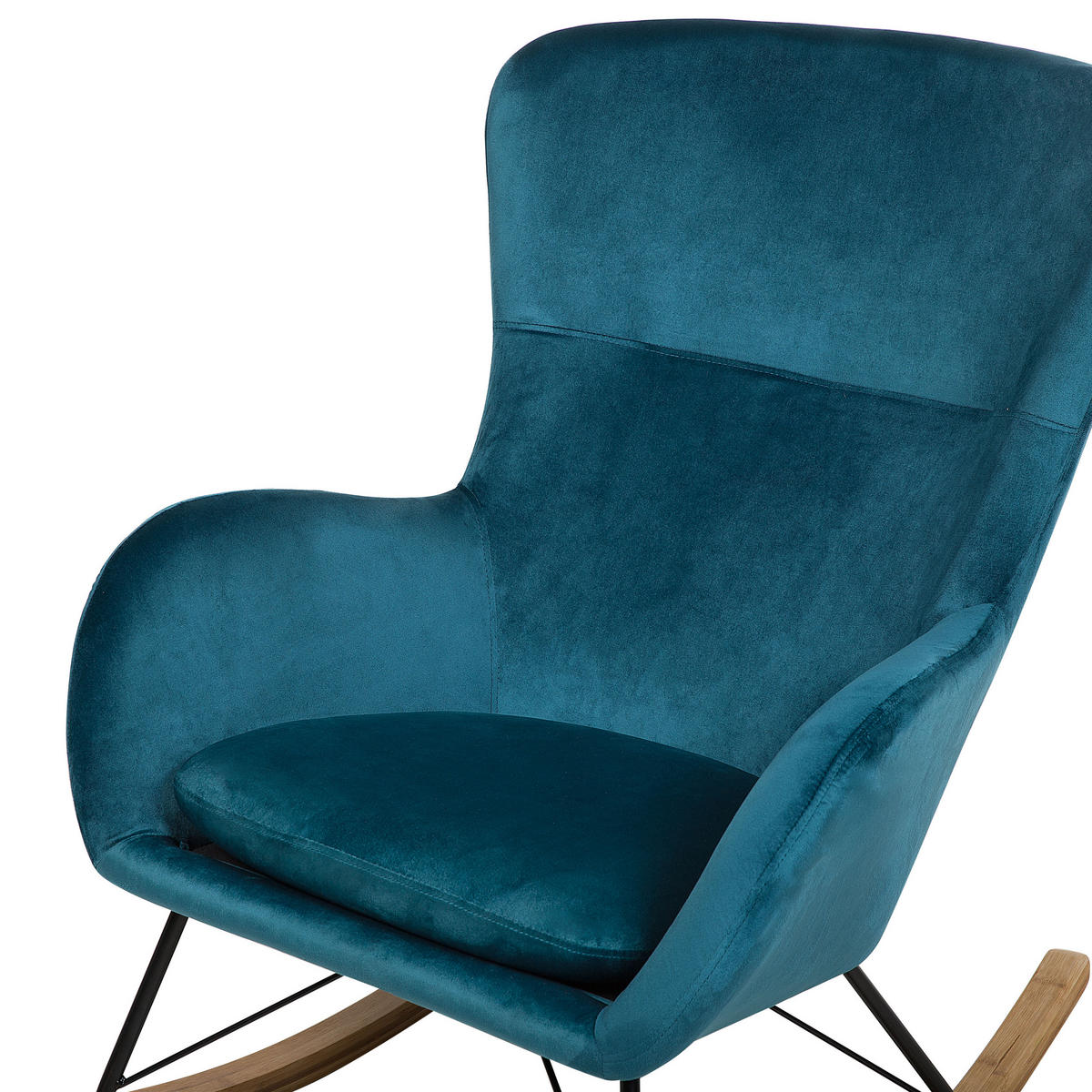 SCHAUKELSESSEL Samtstoff Seeblau Ellan - Blau/Hellbraun, Textil (71/97/90cm) - Beliani