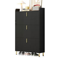 SCHUHSCHRANK aus MDF 80x23x123.5cm in Schwarz mit Anti-Kipp-Vorrichtung - Schwarz, Holzwerkstoff (80/123.5/23.5cm) - Modfu
