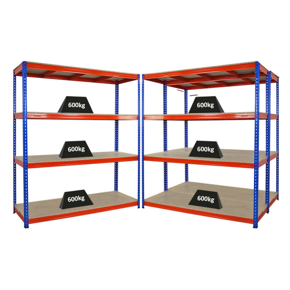 SCHWERLASTREGAL Bison 3er-Set mit 3x 200x180x60 cm 4 Fachböden Fachlast 600 kg Blau-Orange - Orange, Metall (540/200/60cm) - PROREGAL