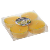 MAXI-TEELICHTE "Citronella", 4er-Pack Gelb 20/59 mm - Gelb, Paraffin (2cm) - Steinhart Kerzen