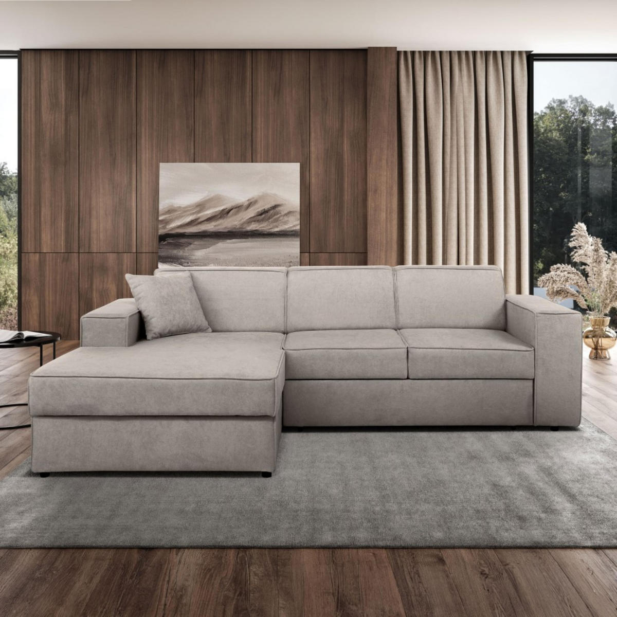 ECKSCHLAFSOFA mit Schlaffunktion Pedro L cappuccino links - Schwarz/Cappuccino, Kunststoff/Textil (267/160cm) - Beautysofa