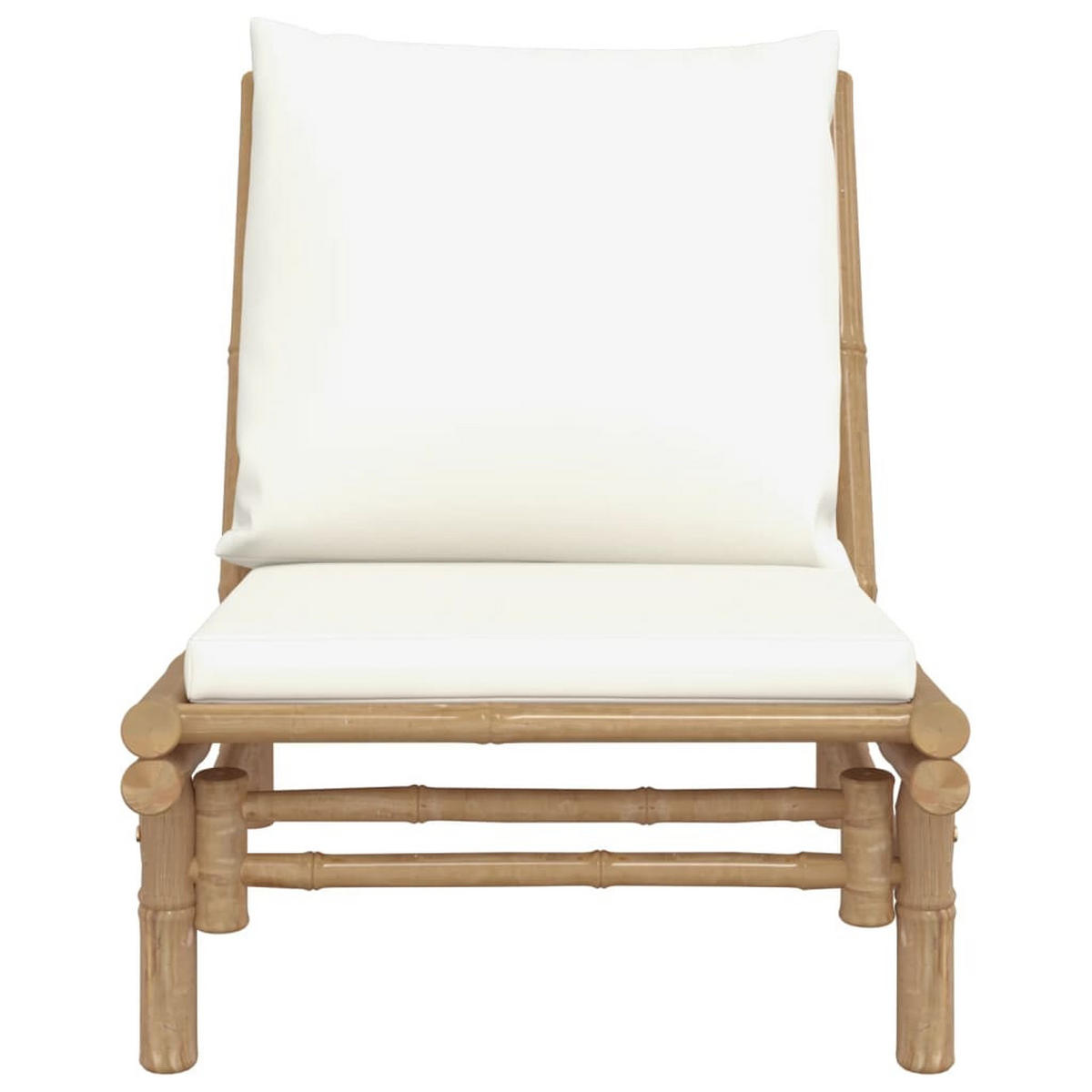 GARTENSTÜHLE 2 Stk. Mit Cremeweissen Kissen Bambus - Creme, Naturmaterialien (86/73.5/60cm) - vidaXL