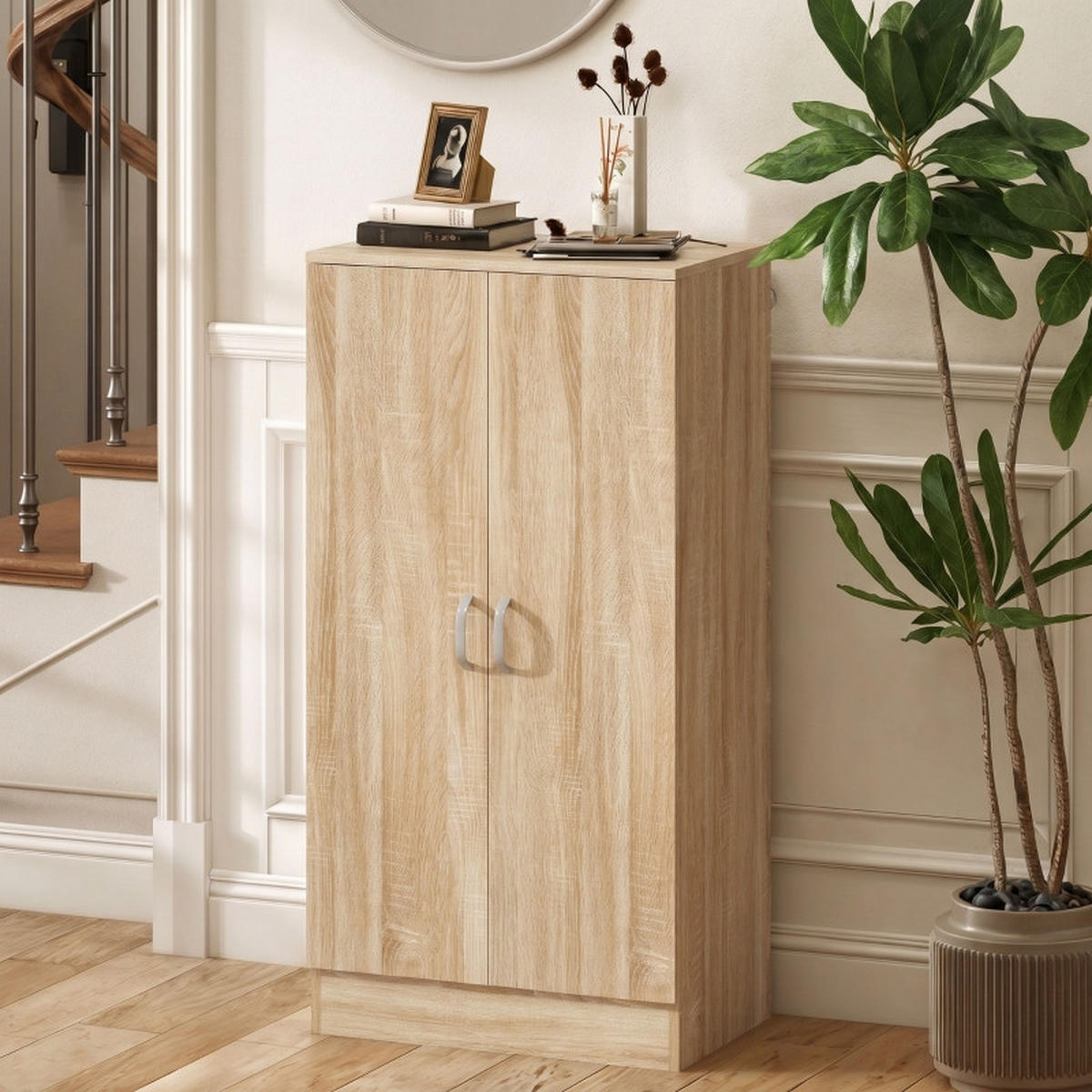 SCHUHSCHRANK DE-38045 55/35/108 cm mit 6 verstellbaren Regalböden Naturholz - Naturfarben, Holzwerkstoff (55/108/35cm) - ComfortXL
