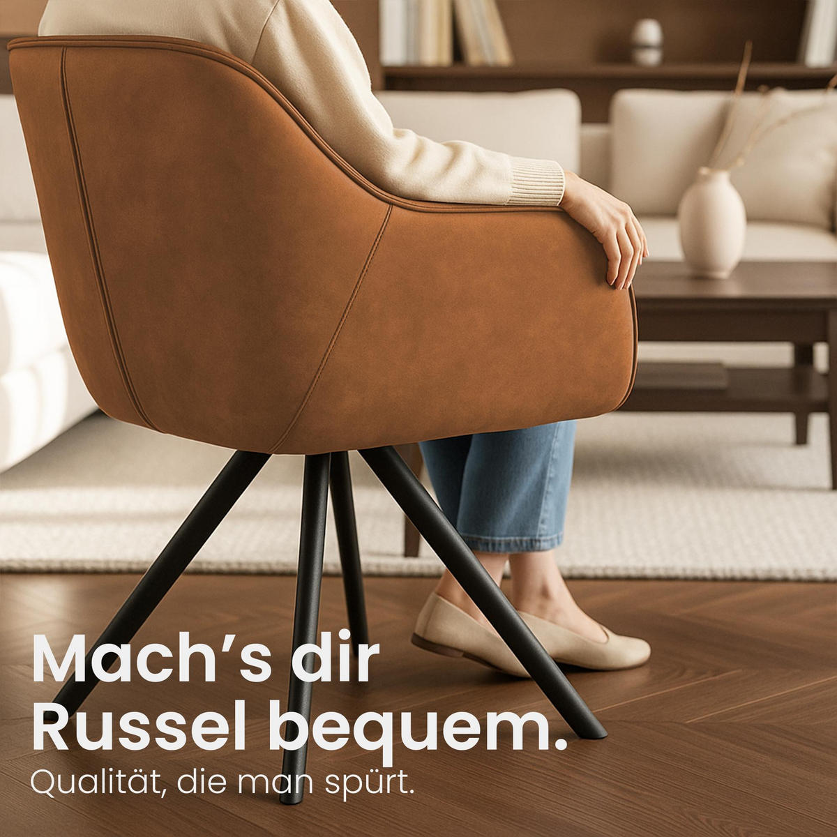 ARMLEHNENSTUHL Vintage Stoff hellbraun - Hellbraun/Schwarz, Textil/Metall (57/90/63cm) - CLP