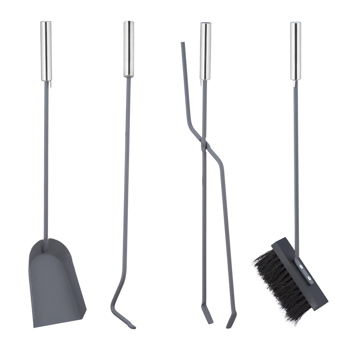 KAMINBESTECK - Grau, Metall (20/68.5/20cm) - Relaxdays