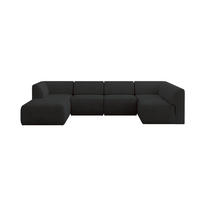 WOHNLANDSCHAFT Ottomane Links MOVA 345x180x78 Schwarz Samt - Schwarz, Holzwerkstoff/Kunststoff (180/78/345cm) - ALTDECOR