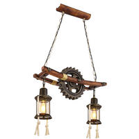 LED HÄNGELEUCHTE Holz Schwarz - Schwarz, Holz (62/20/110cm) - Globo Lighting