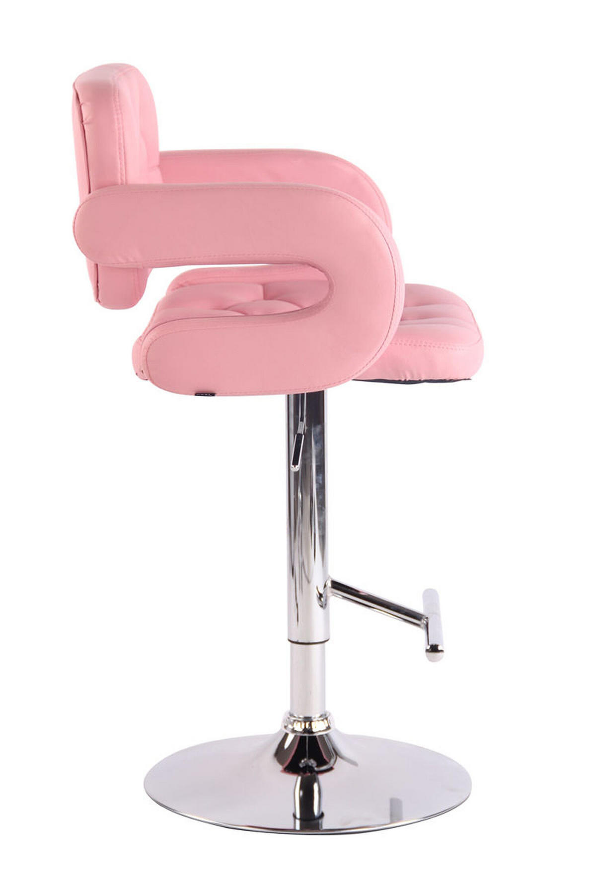 BARHOCKER Dubai, Gestell Metall in Chromoptik, Kunstleder Pink - Chromfarben/Rosa, Kunststoff/Textil (52/100/55cm) - TPFLiving