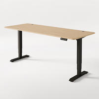 SCHREIBTISCH Elektrisch Höhenverstellbarer HomePro 200x80cm Schwarz/Bambus mit Memory-Funktion, Anti-Kollisions Technologie - Hellgelb/Schwarz, Holz (80/200/63.5cm) - Desktronic