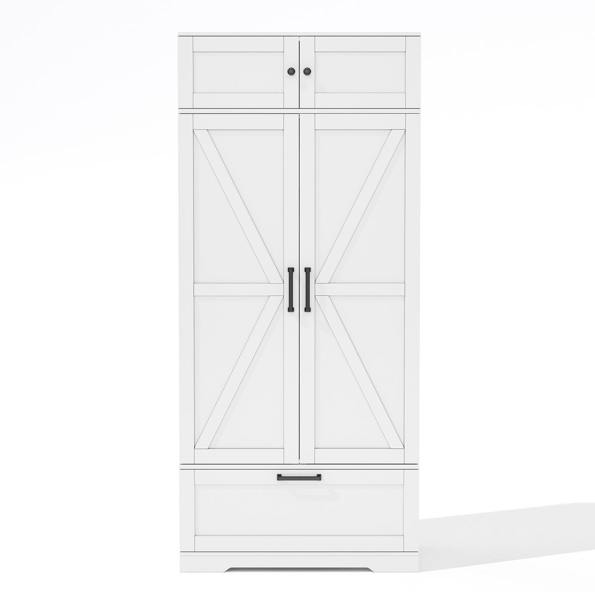 BUFFETSCHRANK 80/40/180 cm mit Schublade, Weinregal und verstellbaren Einlegeböden aus MDF, Weiß - Weiß, Holzwerkstoff (80/180/40cm) - Redom