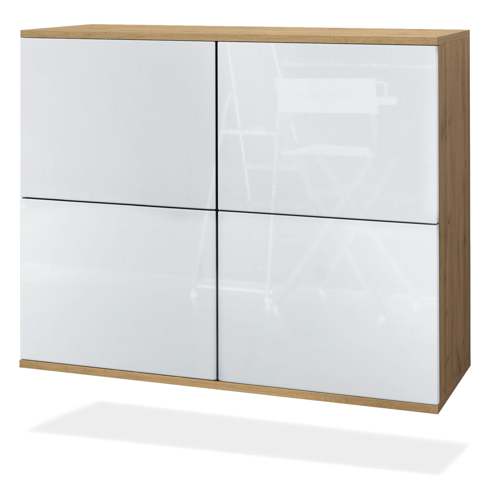 KOMMODE Rova Weiß Hochglanz - Weiß Hochglanz, Holzwerkstoff (92.5/73.5/35cm) - Vladon