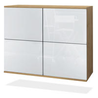 KOMMODE Rova Weiß Hochglanz - Weiß Hochglanz, Holzwerkstoff (92.5/73.5/35cm) - Vladon