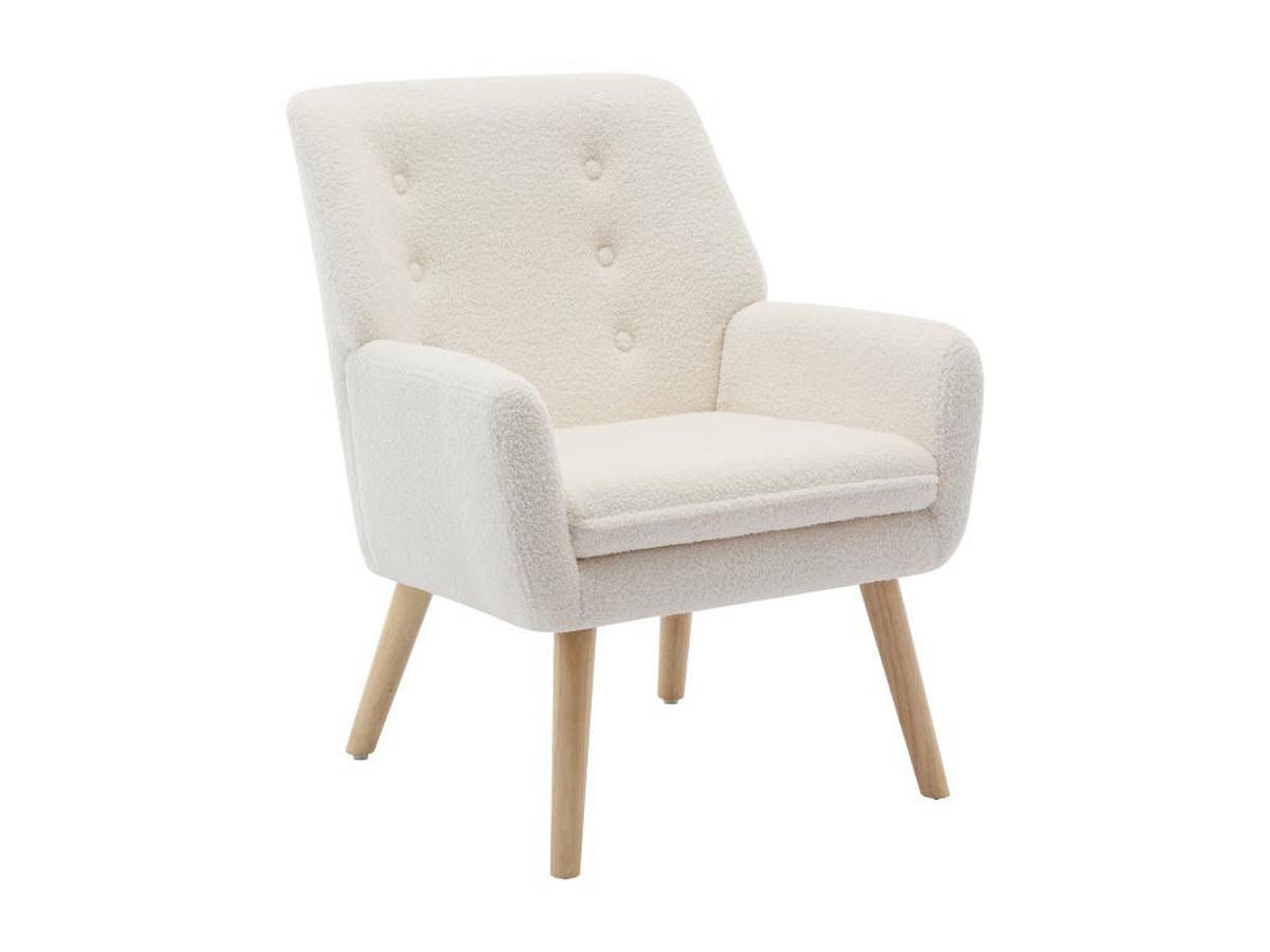 SESSEL - Bouclé-Stoff - Weiß - SERINO - Weiß, Textil (68/79/65cm) - Vente-Unique