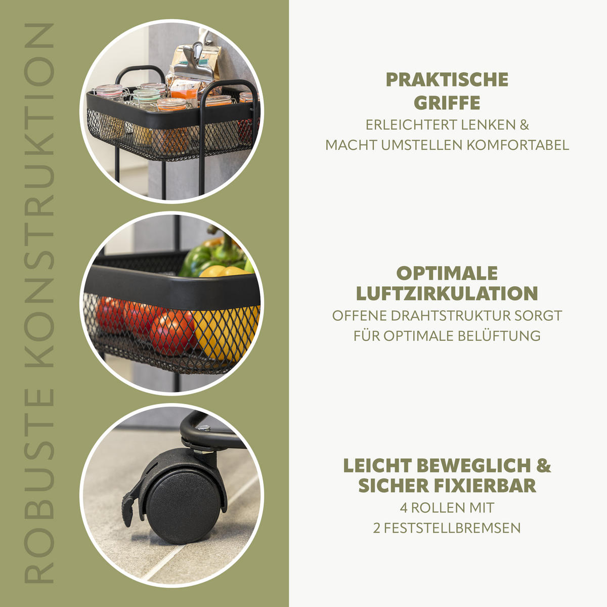 ROLLWAGEN, schwarz, Metall - Schwarz, Metall (24.5/7.5/24.5cm) - eluno