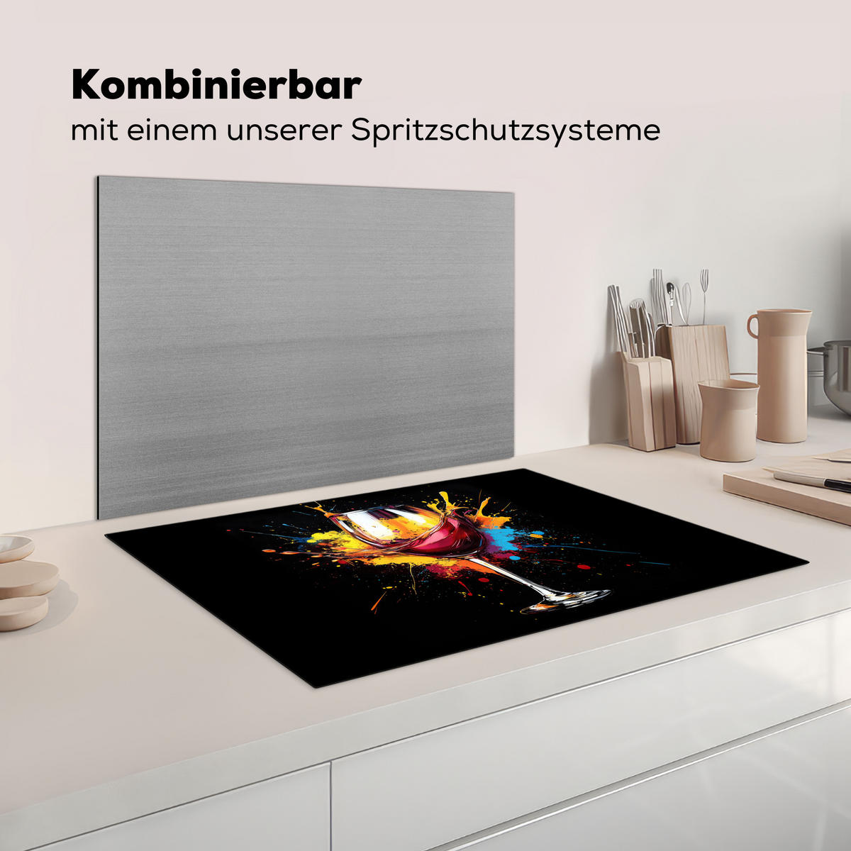 KRYT NA INDUKČNÍ DESKU Víno - sklo - graffiti - nápoj - červená - barva 76x51.5 cm - vínově červená, plast (76/51.5/0.2cm) - MuchoWow