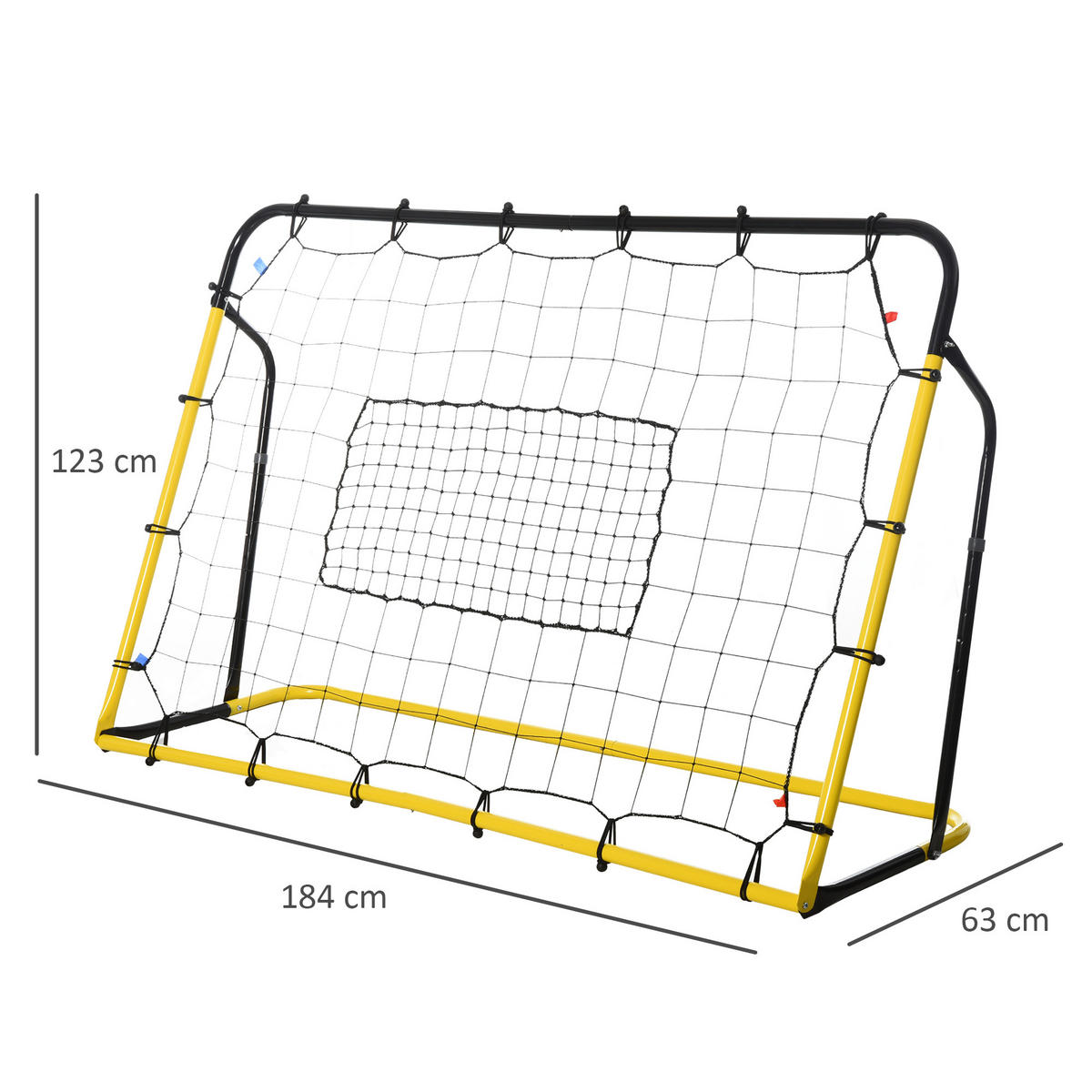 FUSSBALLTOR, Stahl, Gelb/Schwarz, 184 x 63 x 123 cm - Gelb/Schwarz, Metall (63/184cm) - HOMCOM