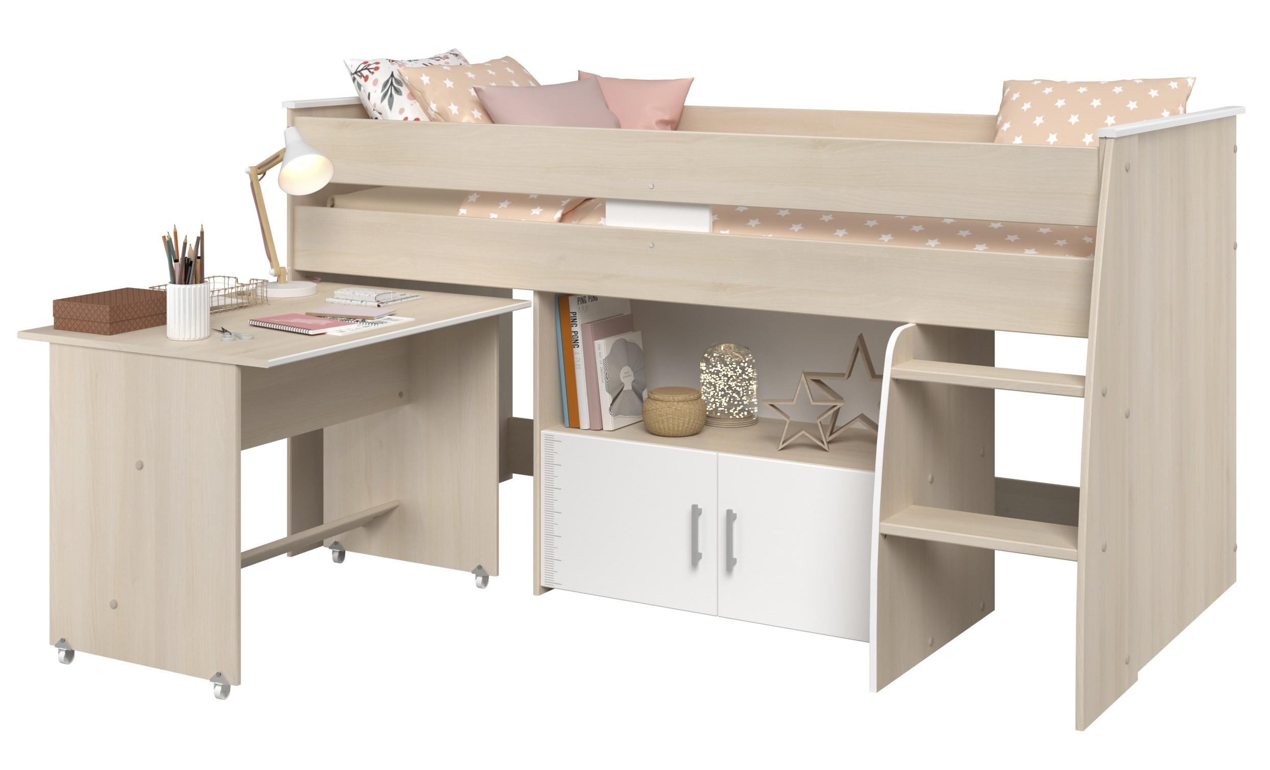 HOCHBETT Charly 4 in Akazie und Weiß - Braun, Holzwerkstoff (90/200cm) - Calicosy