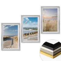 WANDBILDER 3er Set - 40x60 cm Silberner Rahmen - Strand, Sand, Wellen, Himmel, Vögel - Silberfarben, Kunststoff (40/60cm) - ArtPrintCave