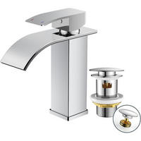 WASCHTISCHARMATUR Wasserfall mit Ablaufgarnitur Chrom 110 mm - Silberfarben, Metall (18/16.5/5.5cm)