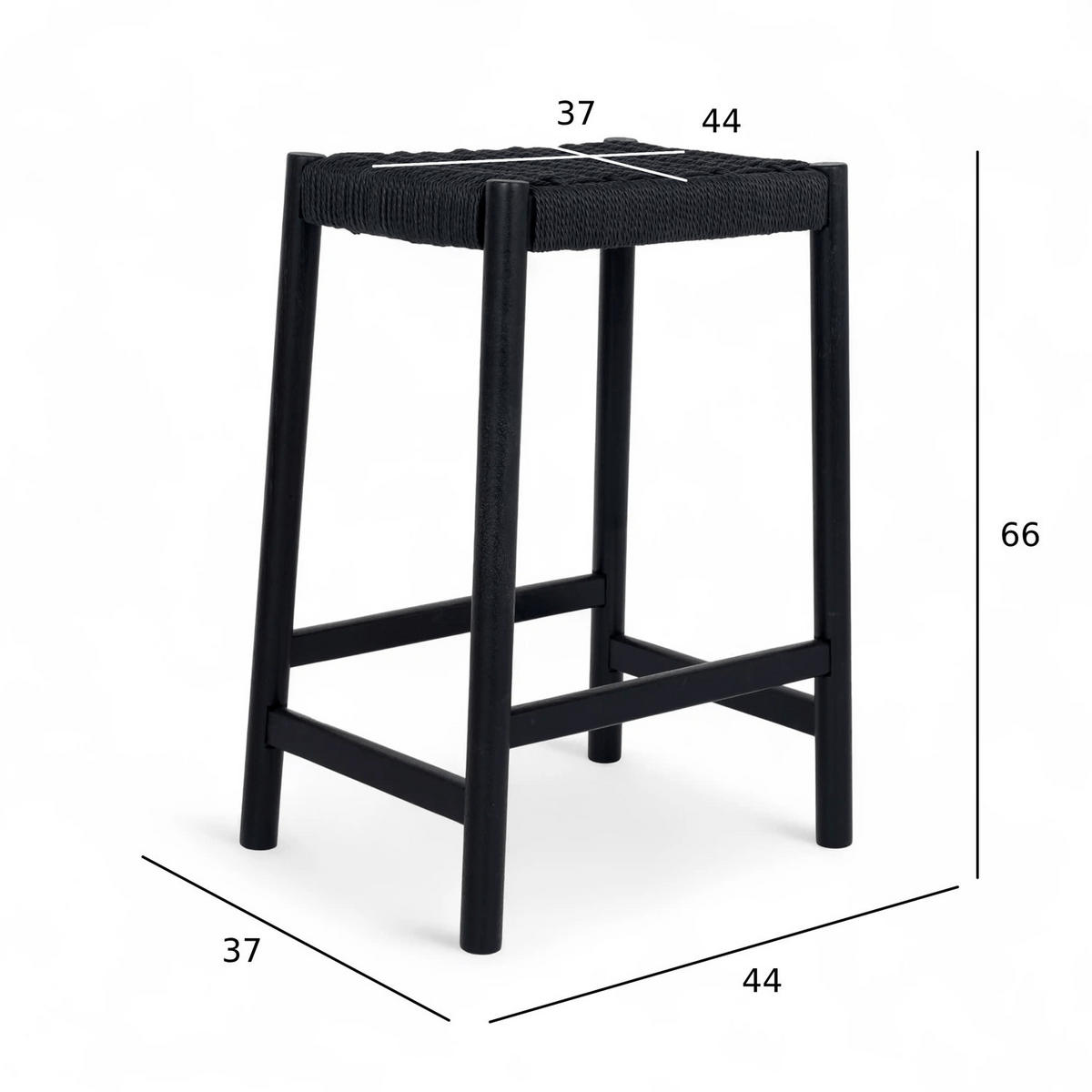 BARHOCKER-SET 2 Stück in Rattan / Eiche Schwarz - Schwarz, Holz/Papier (44/66/37cm) - Furnhouse