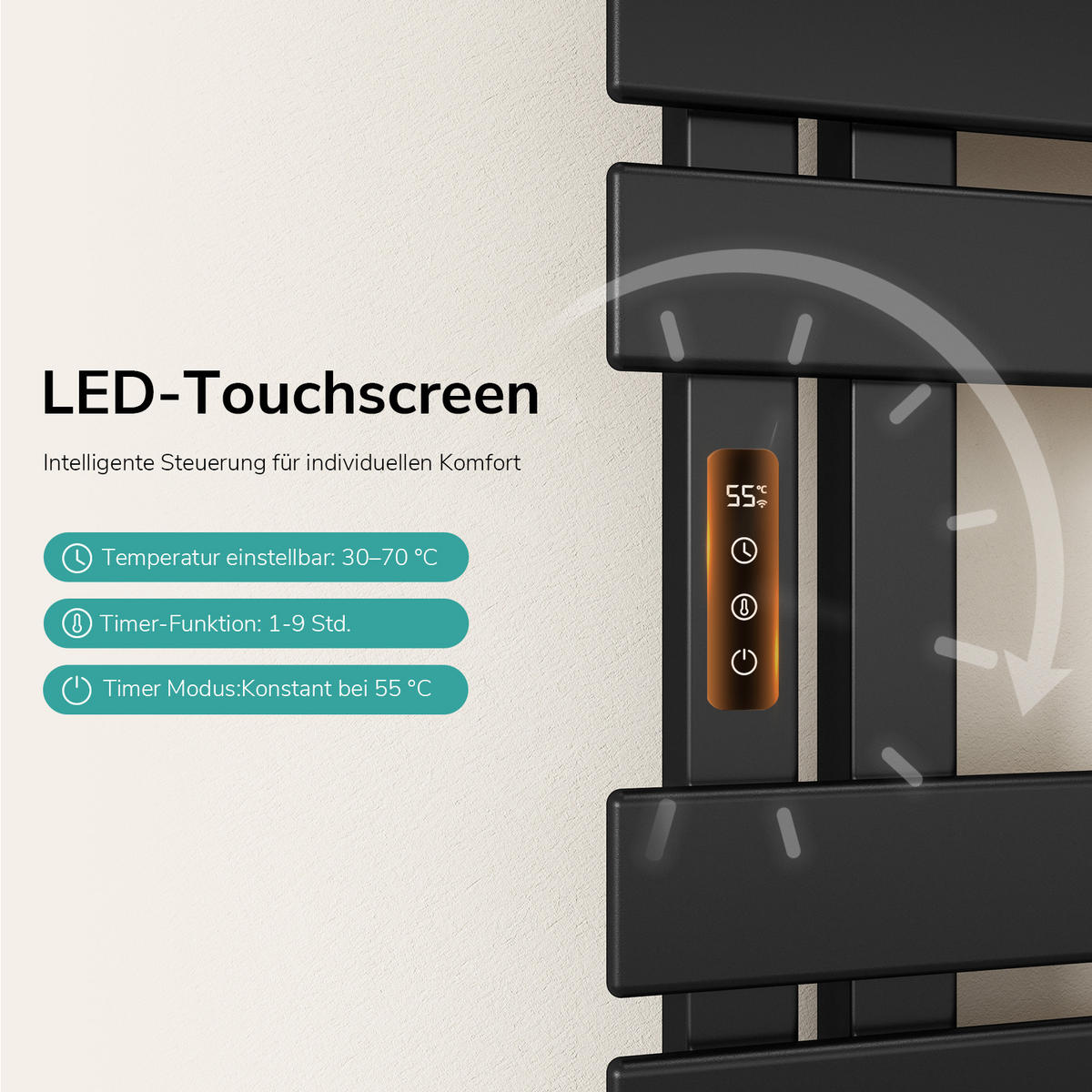 HEIZKÖRPER Elektrisch WLAN Thermostat Schwarz 85/40 cm - Schwarz, Metall (40/85/11cm) - EMKE