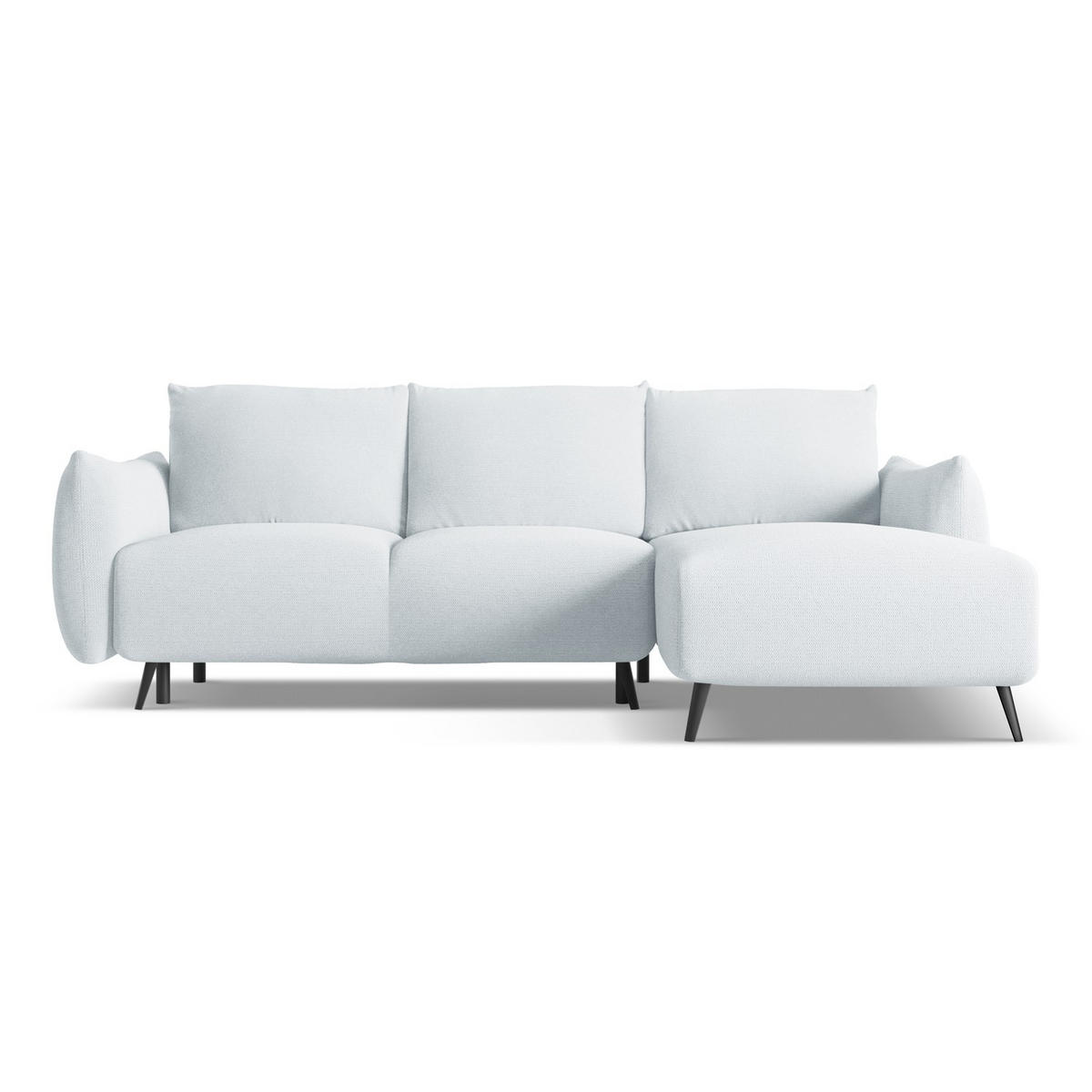 ECKSOFA mit Schlaffunktion Chenille Stoff Blau - Blau/Schwarz, Textil/Metall (242/162cm) - LaMiaSofa