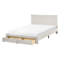 BETT mit Schubladen 140/200 cm Samtstoff Cremeweiß Lonzac - Creme, Textil (140/200cm) - Beliani