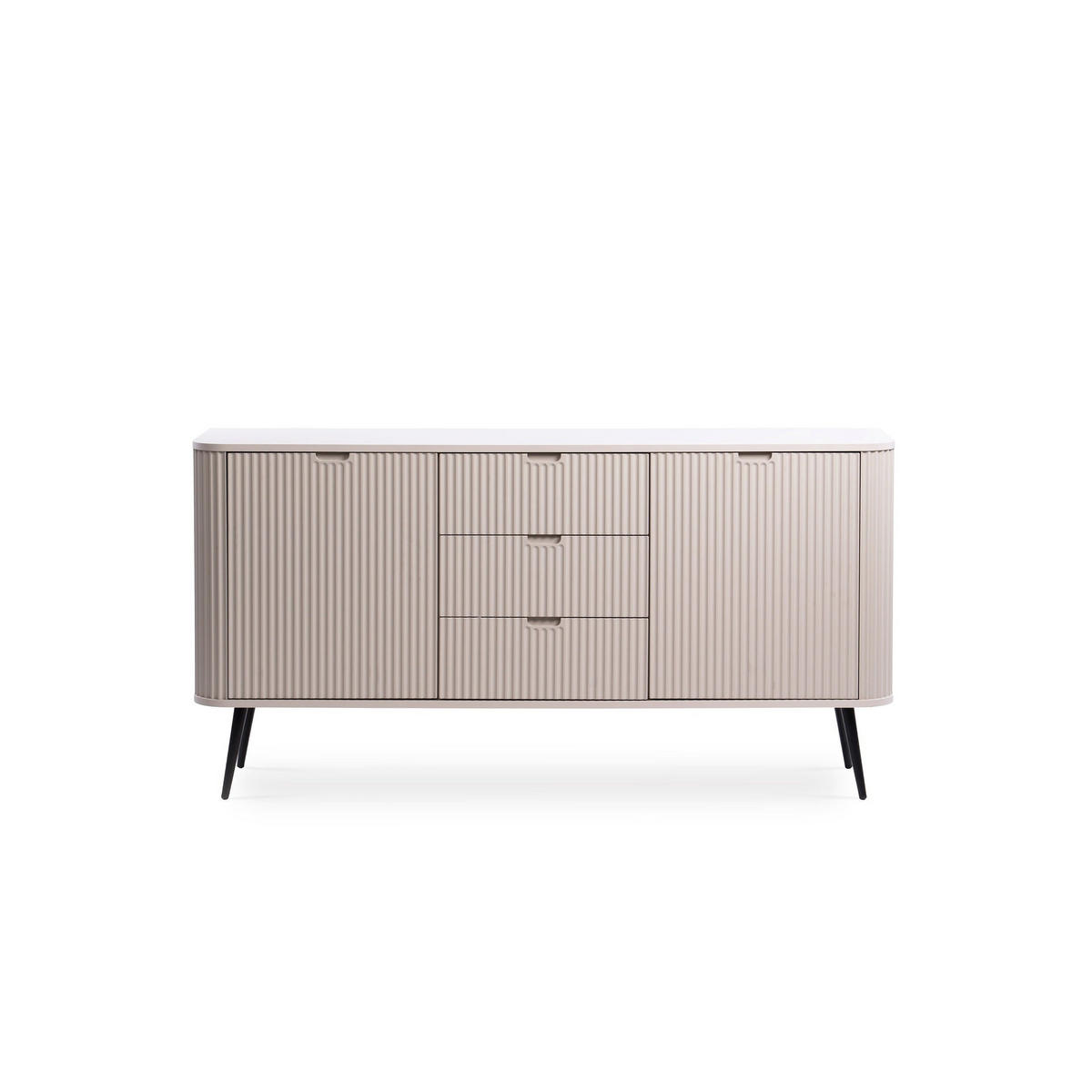 KOMMODE Eva Kaschmir, Beine Schwarz - Hellgrau, Holzwerkstoff (168/87/39cm) - Pillovely