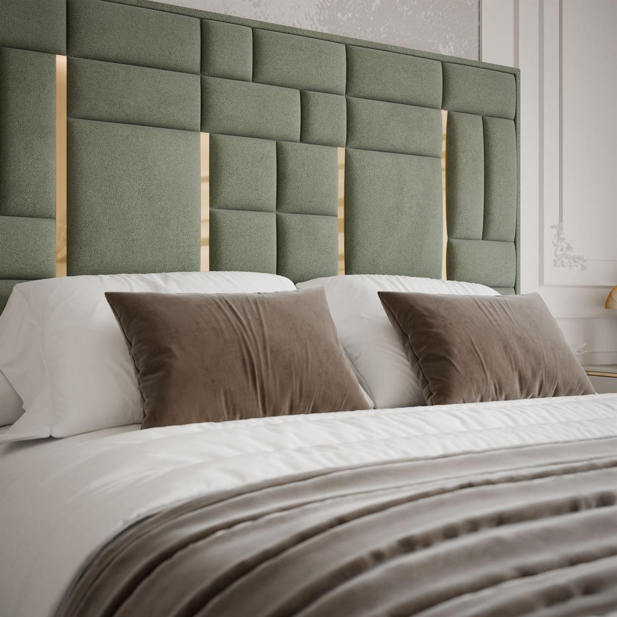 POLSTERBETT BRIGITTE GOLD mit Bettkasten 180x200 cm Element 11 - Grün, Textil (180/200cm) - Lookway
