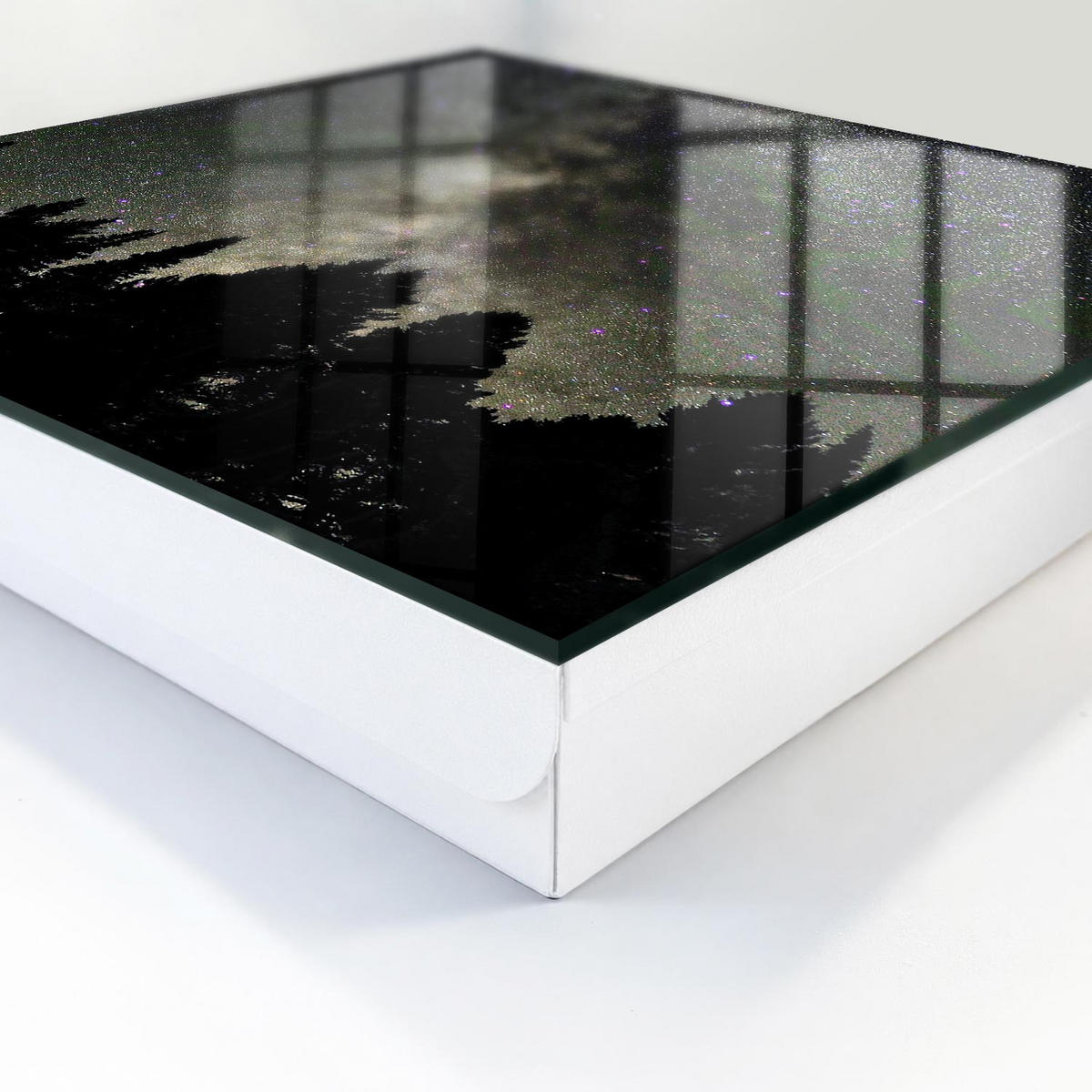 SCHLÜSSELBOX Weiß 30x30 cm – Türöffnung nach rechts - Sternenhimmel - Schwarz, Metall (30/30/5cm) - TULUP