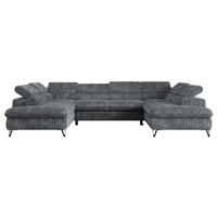 WOHNLANDSCHAFT PETER U Cord Dunkelgrau - Dunkelgrau/Schwarz, Textil/Metall (346/76/208cm) - MKS